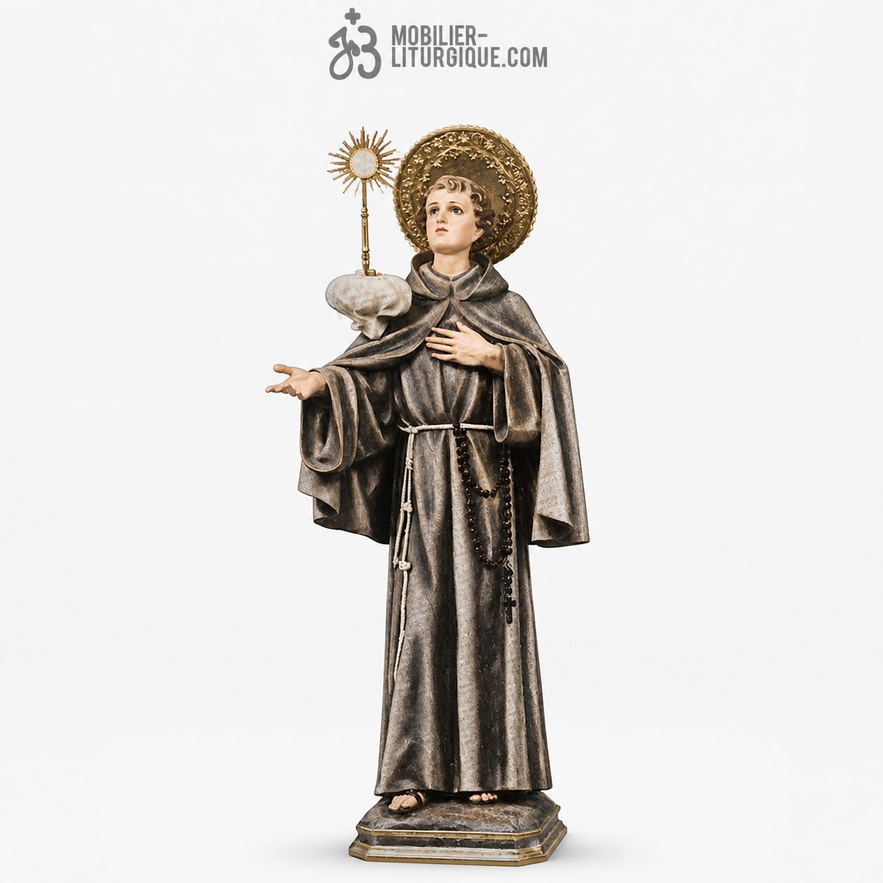 Statue Saint Pascal Polychrome Antique