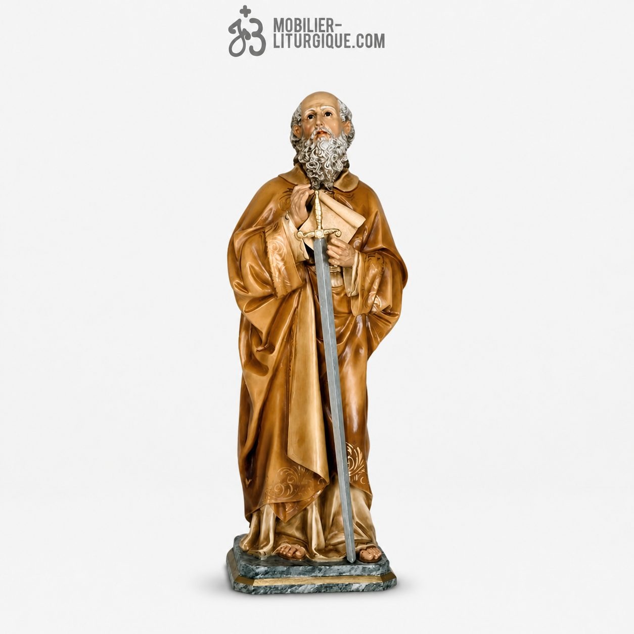 Statue Saint Paul Polychrome Antique