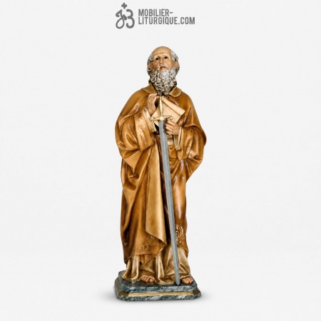 Statue Saint Paul Polychrome Antique