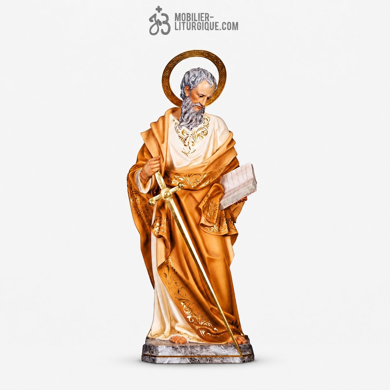 Statue Saint Paul Polychrome Antique
