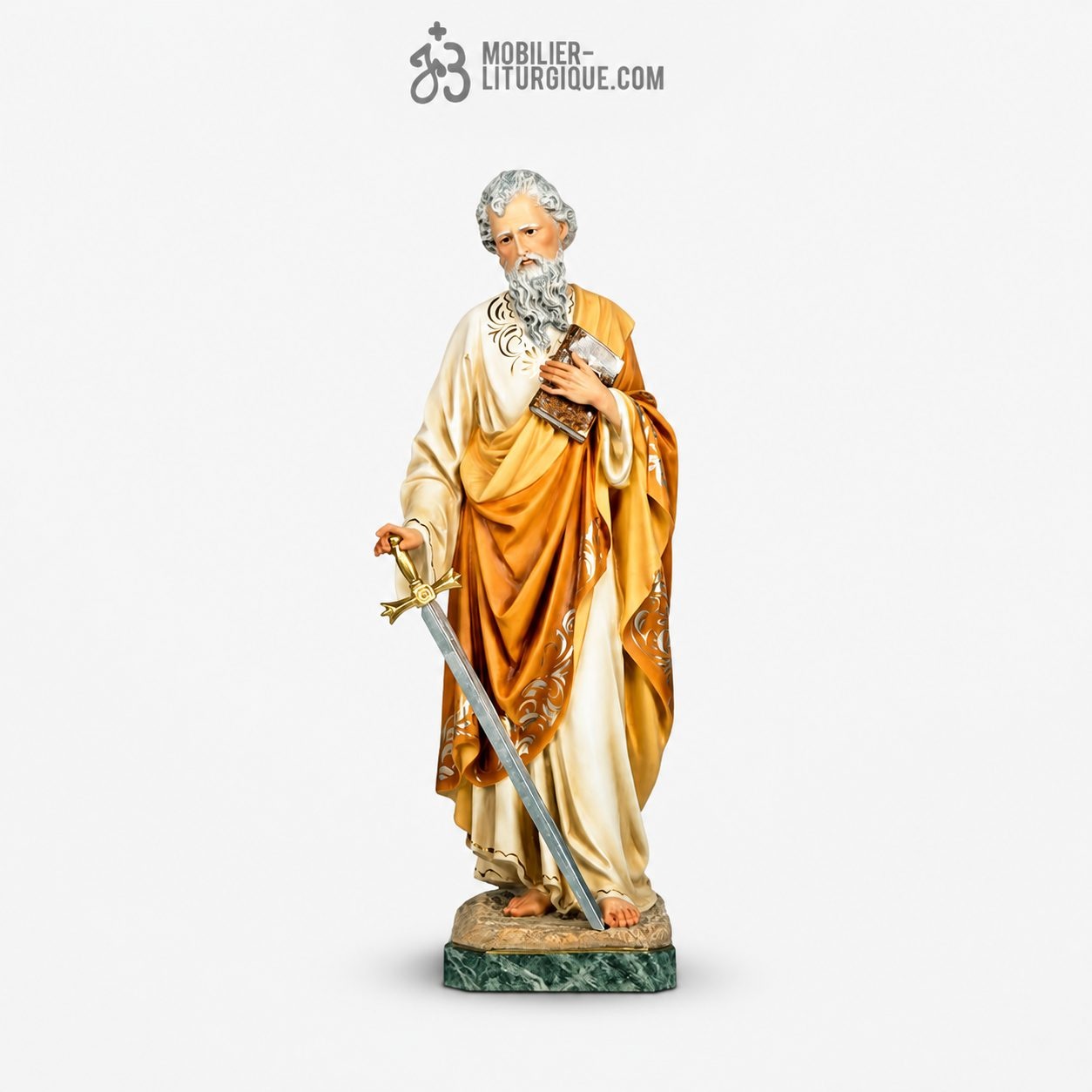 Statue Saint Paul Polychrome Antique