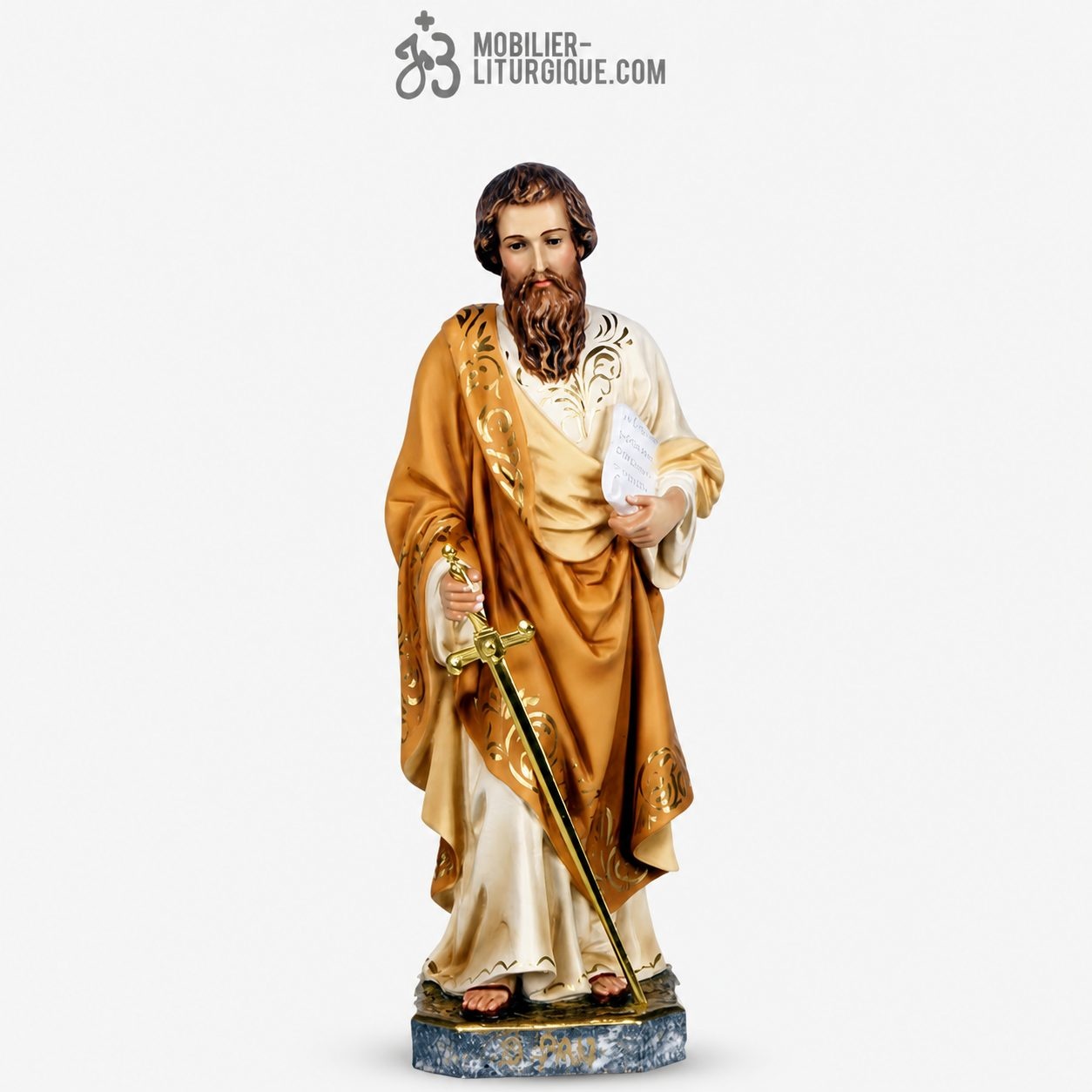 Statue Saint Paul Polychrome Antique