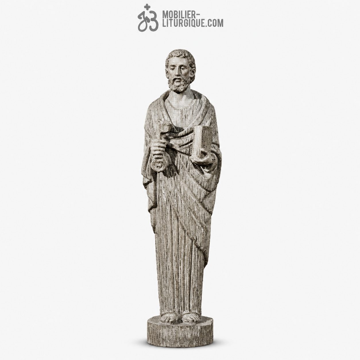 Statue Saint Pierre Polychrome Antique