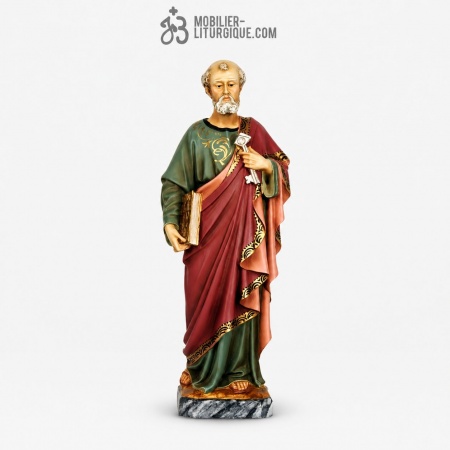 Statue Saint Pierre Polychrome Antique