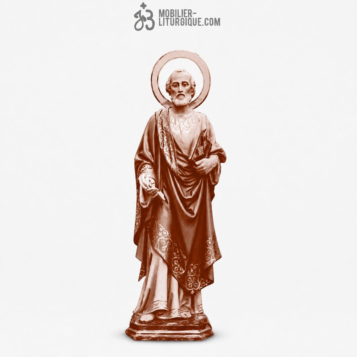 Statue Saint Pierre Polychrome Antique