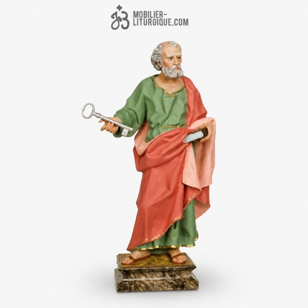 Statue Saint Pierre Polychrome Antique