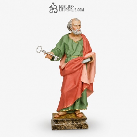 Statue Saint Pierre Polychrome Antique