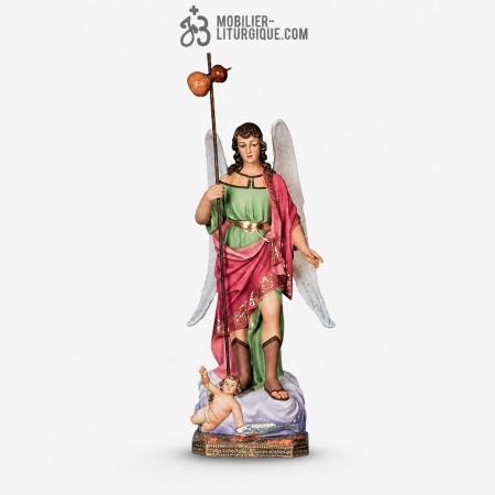 Statue Saint Rapha�l Polychrome Antique