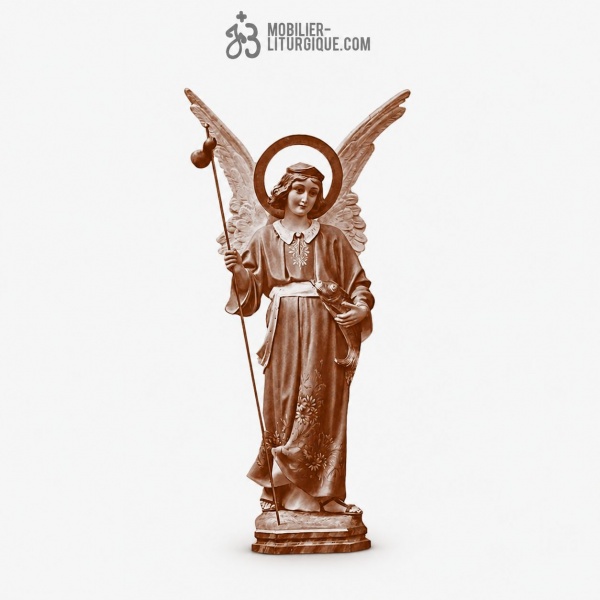 Statue Saint Rapha�l Polychrome Antique