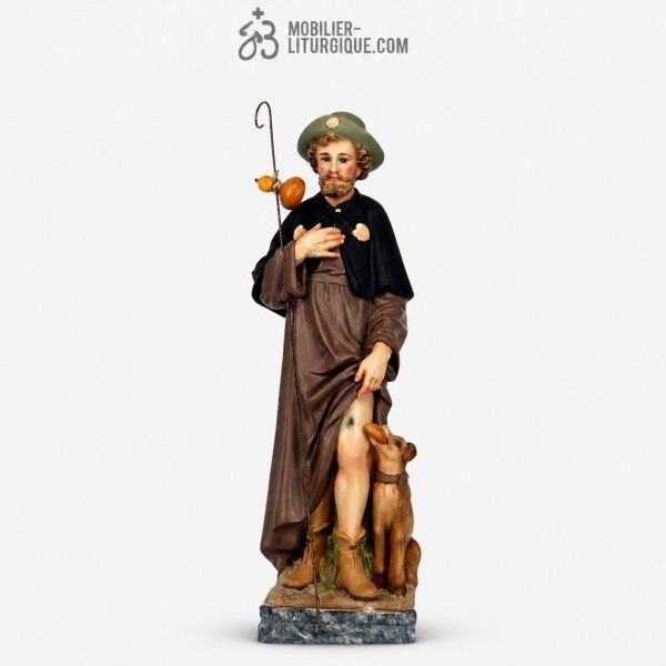 Statue Saint Roch Polychrome Antique