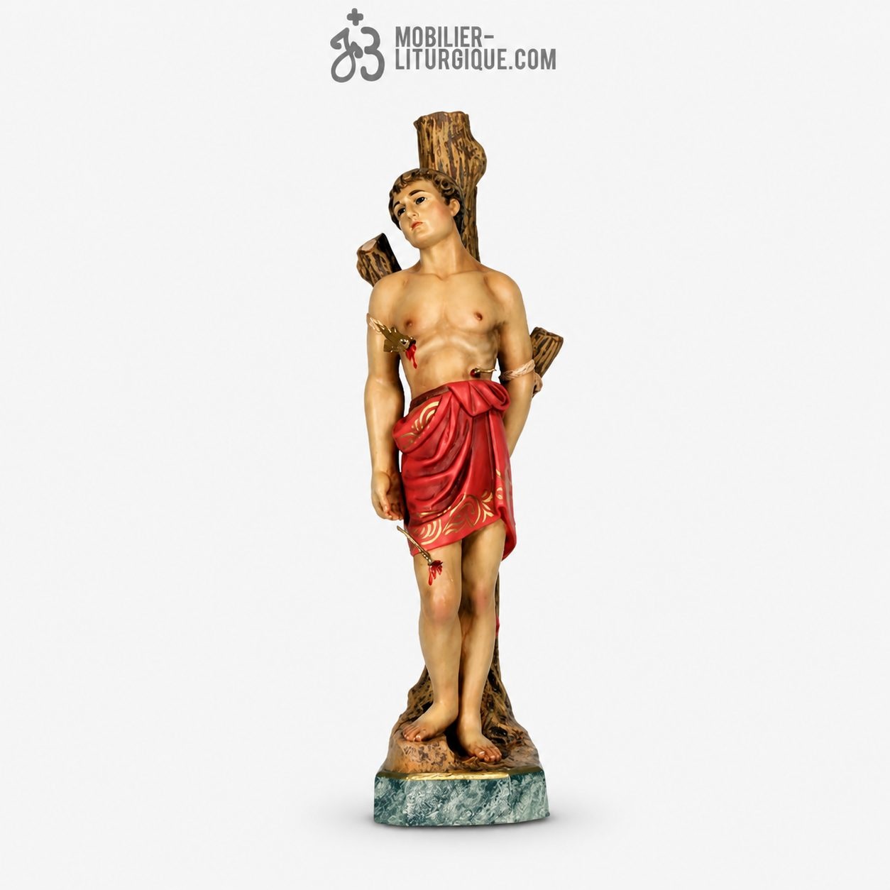 Statue Saint S&eacute;bastien Polychrome Antique