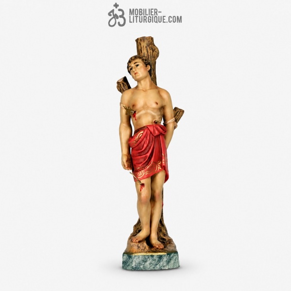 Statue Saint S�bastien Polychrome Antique
