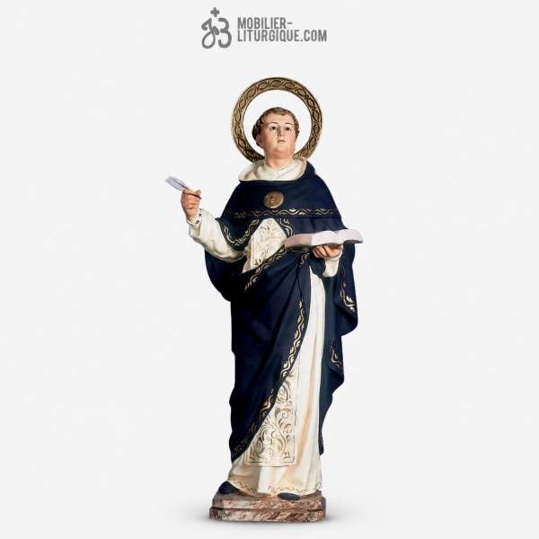 Statue Saint Thomas d\'Aquin Polychrome Antique