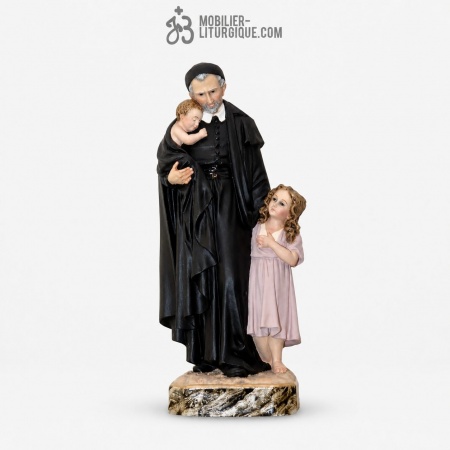 Statue Saint Vincent de Paul Polychrome Antique