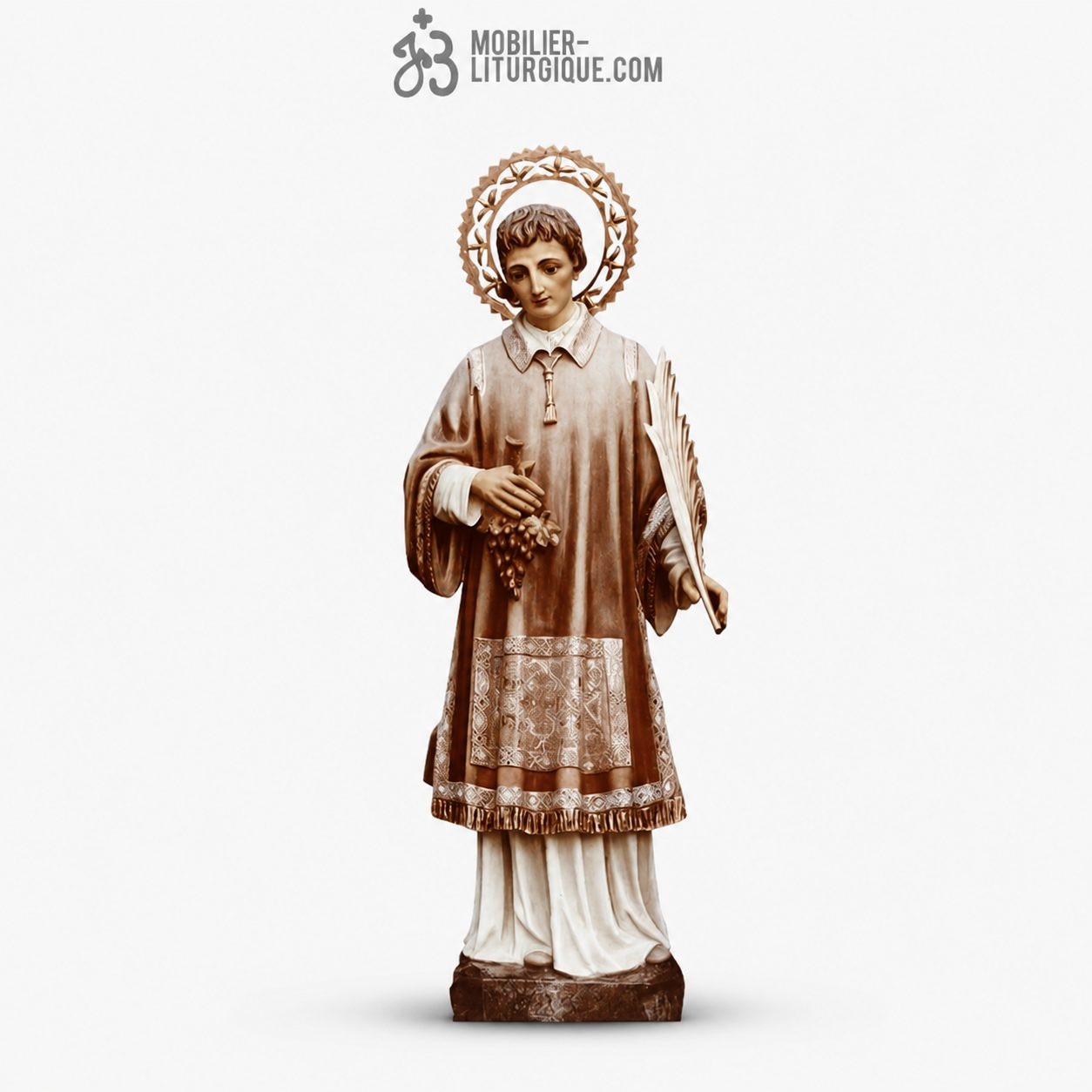 Statue Saint Vincent Polychrome Antique