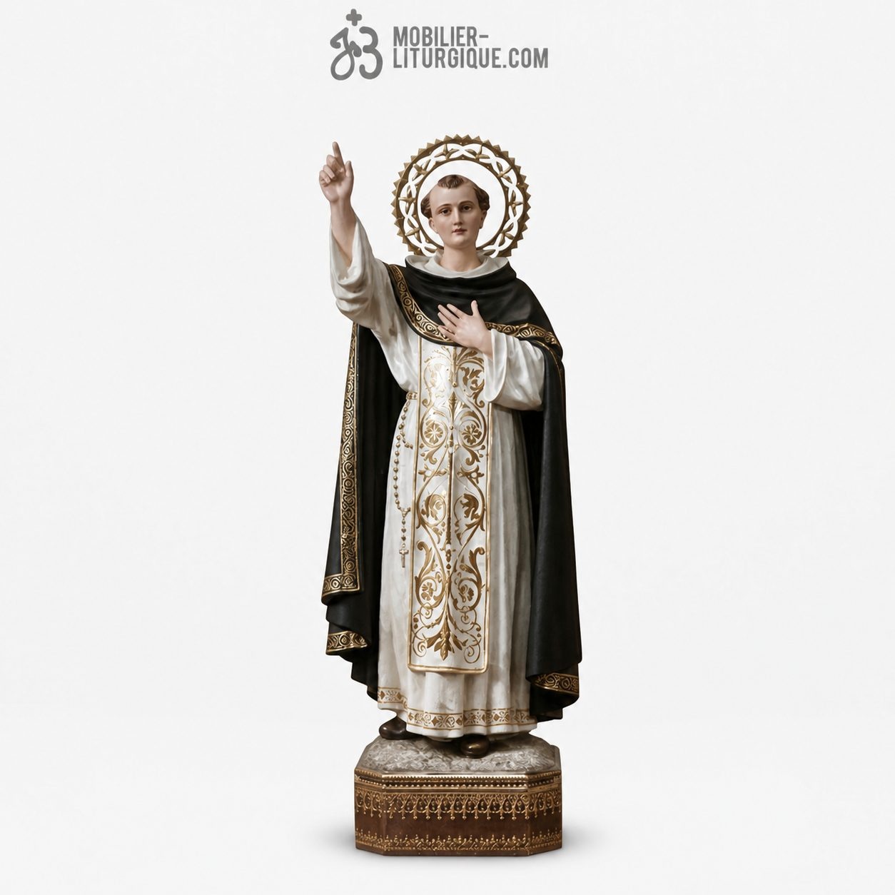 Statue Saint Vincent Polychrome Antique