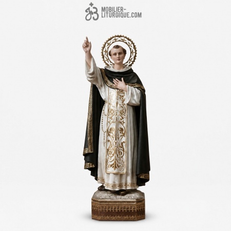Statue Saint Vincent Polychrome Antique