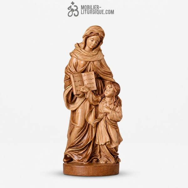 Statue Sainte Anne en bois cir� 3 x teintes