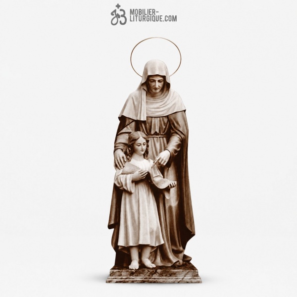 Statue Sainte Anne Polychrome Antique
