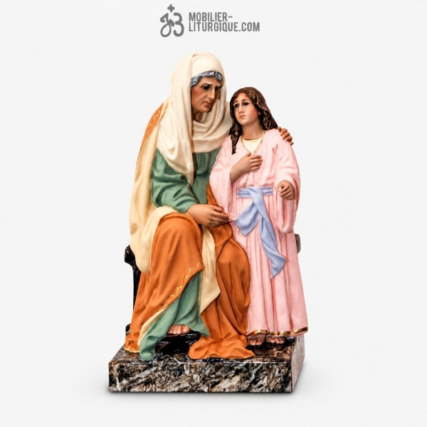 Statue Sainte Anne Polychrome Antique