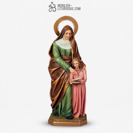 Statue Sainte Anne Polychrome Feuille d\'or D�cor riche