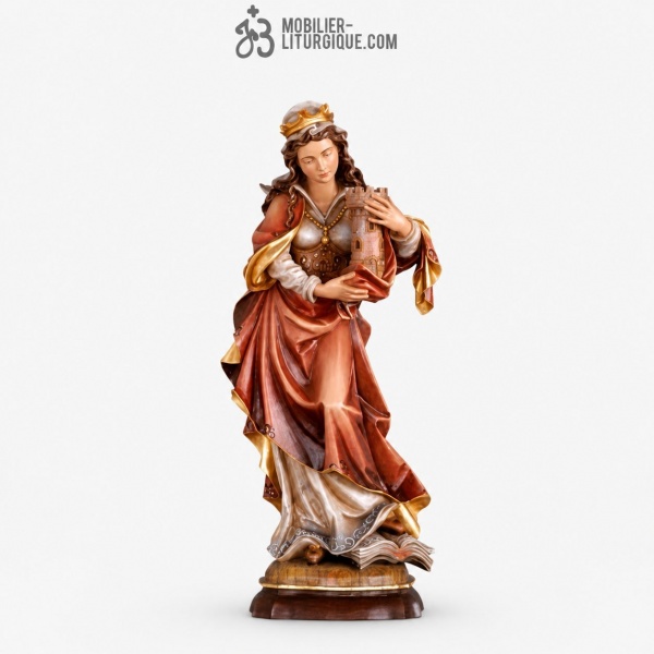 Statue Sainte Barbara en bois d�cor�