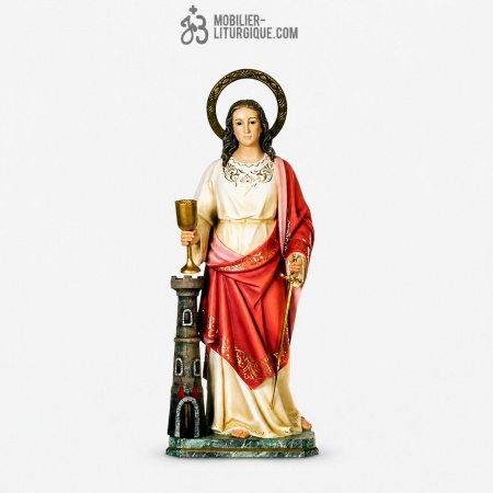 Statue Sainte Barbara Polychrome Antique