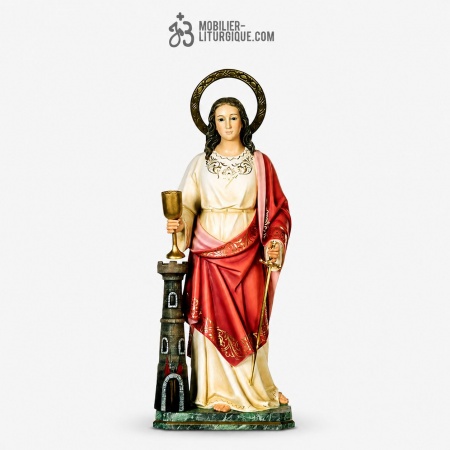 Statue Sainte Barbara Polychrome Feuille d\'or D�cor riche