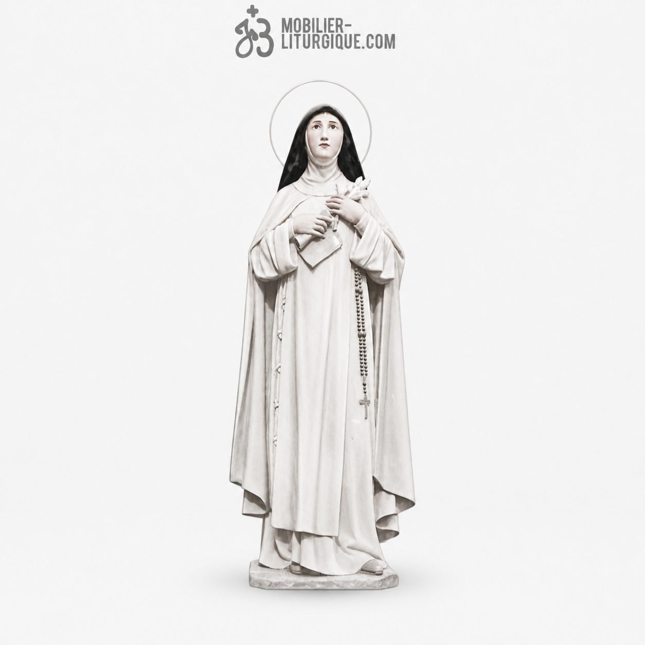 Statue Sainte B&eacute;atrice Polychrome Antique