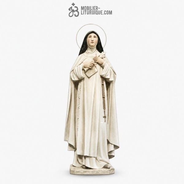 Statue Sainte B�atrice Polychrome Feuille d\'or D�cor riche