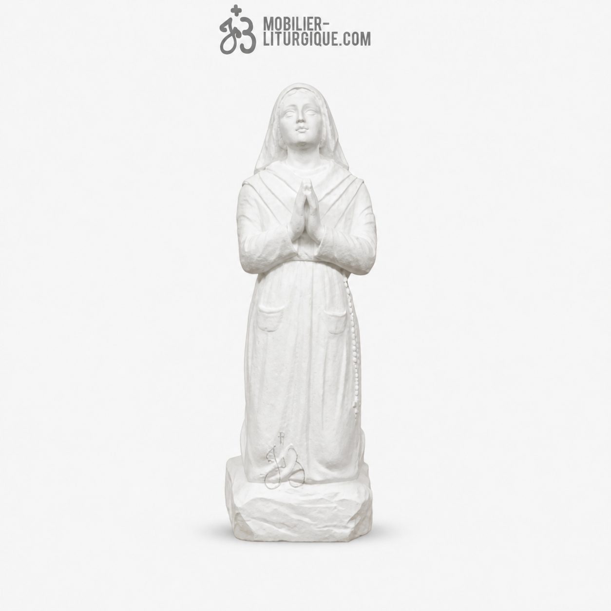 Statue Sainte Bernadette en marbre blanc r&eacute;sine 50 cm