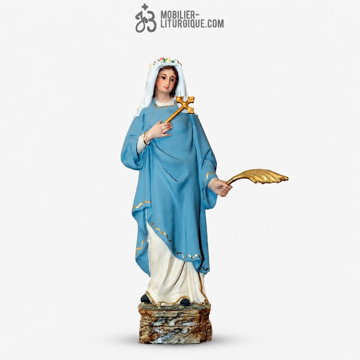 Statue Sainte Caroline Polychrome Antique