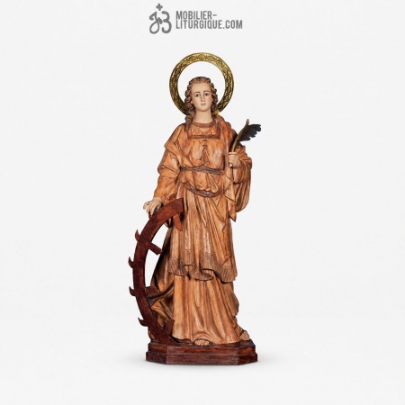 Statue Sainte Catherine Polychrome Antique