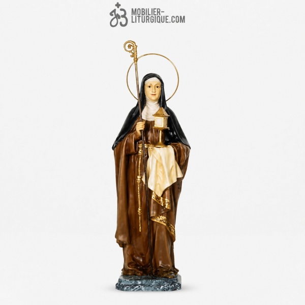 Statue Sainte Claire Polychrome Antique
