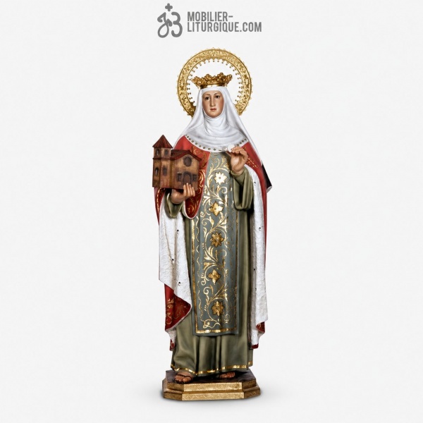 Statue Sainte Edwige Polychrome Antique
