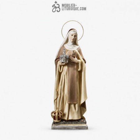 Statue Sainte Edwige Polychrome Antique