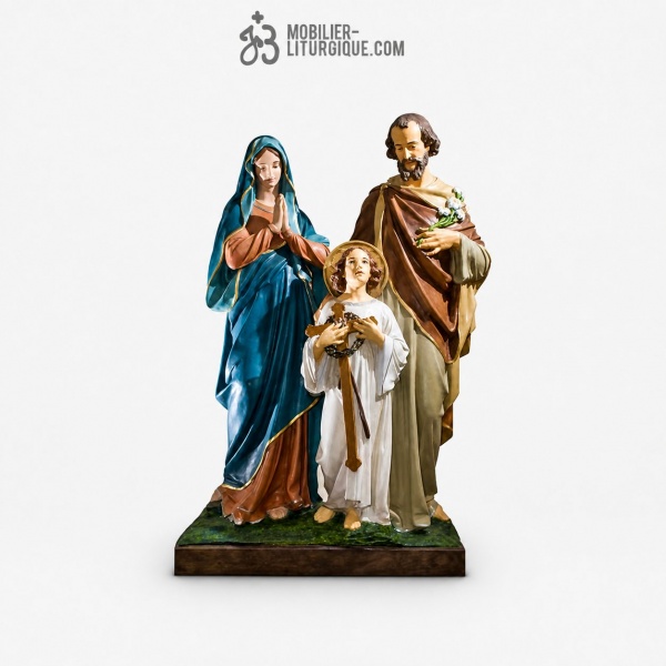 Statue Sainte Famille  -  fibre  polychrome