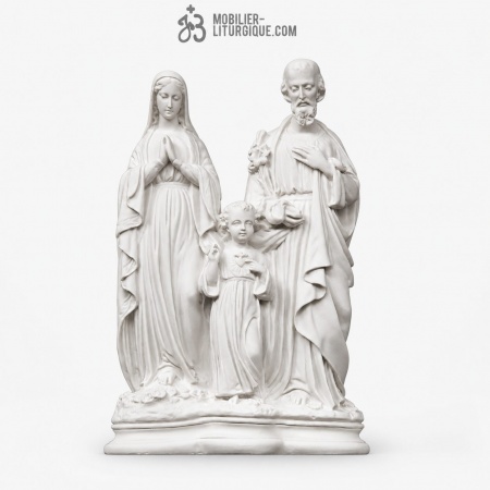 Statue Sainte Famille en marbre blanc, 40 cm