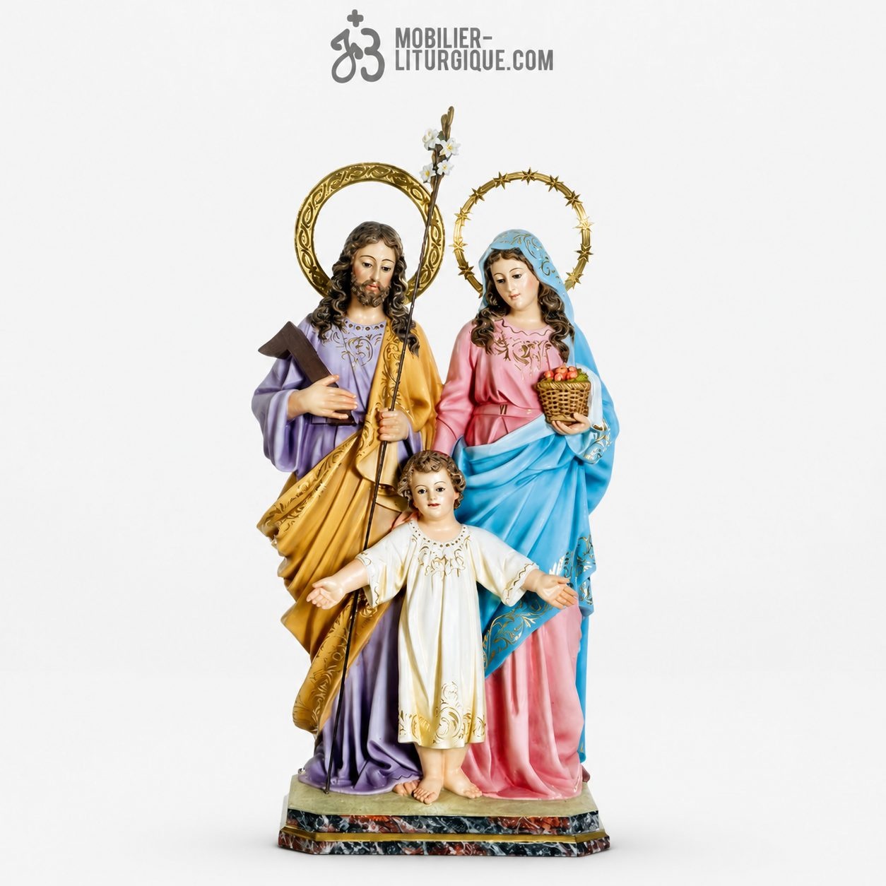 Statue Sainte famille Polychrome Antique