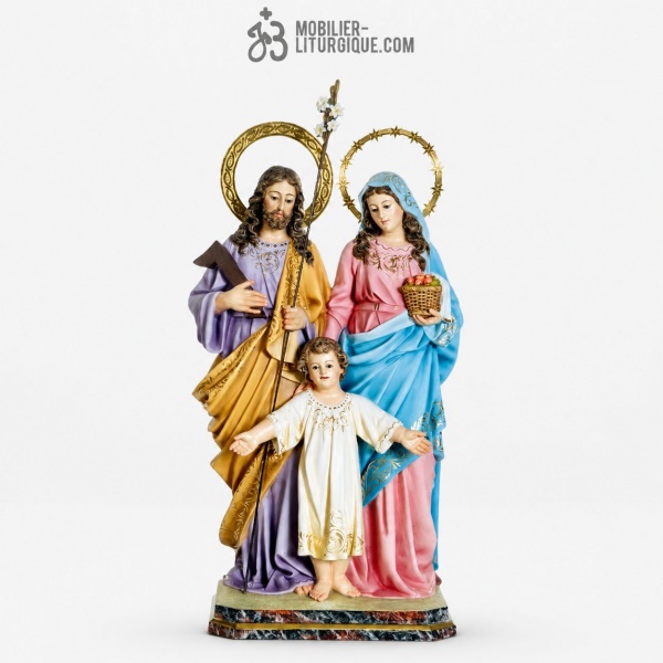 Statue Sainte famille Polychrome Antique