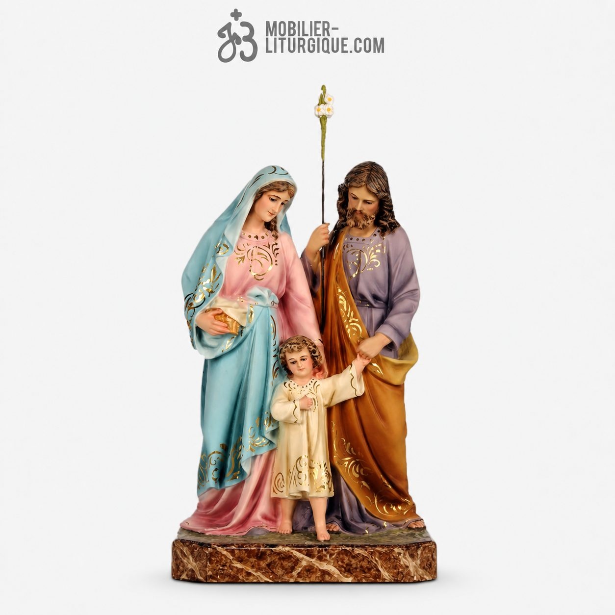 Statue Sainte famille Polychrome Antique