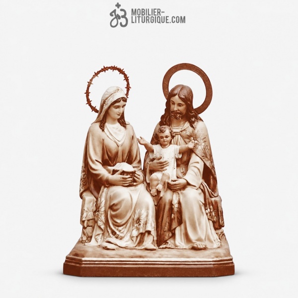 Statue Sainte famille Polychrome Antique