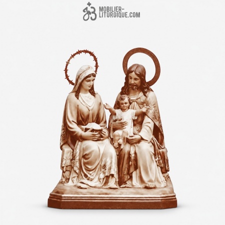 Statue Sainte famille Polychrome Antique