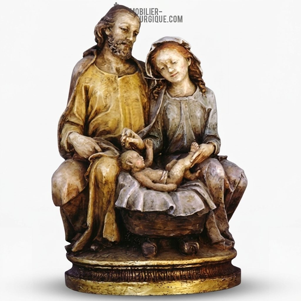 Statue Sainte Famille Polychrome