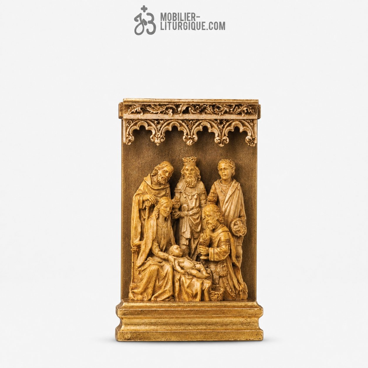 Statue Sainte famille Polychrome patin&eacute;e