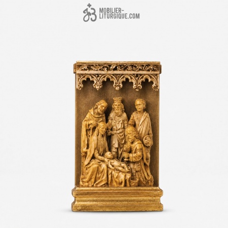 Statue Sainte famille Polychrome patin&eacute;e