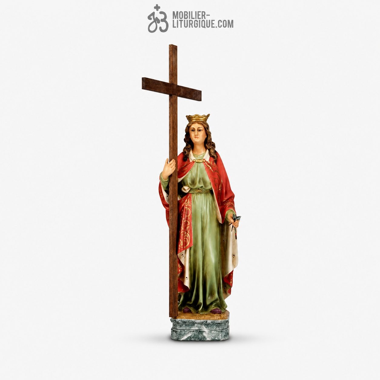 Statue Sainte H&eacute;l&egrave;ne Polychrome Antique