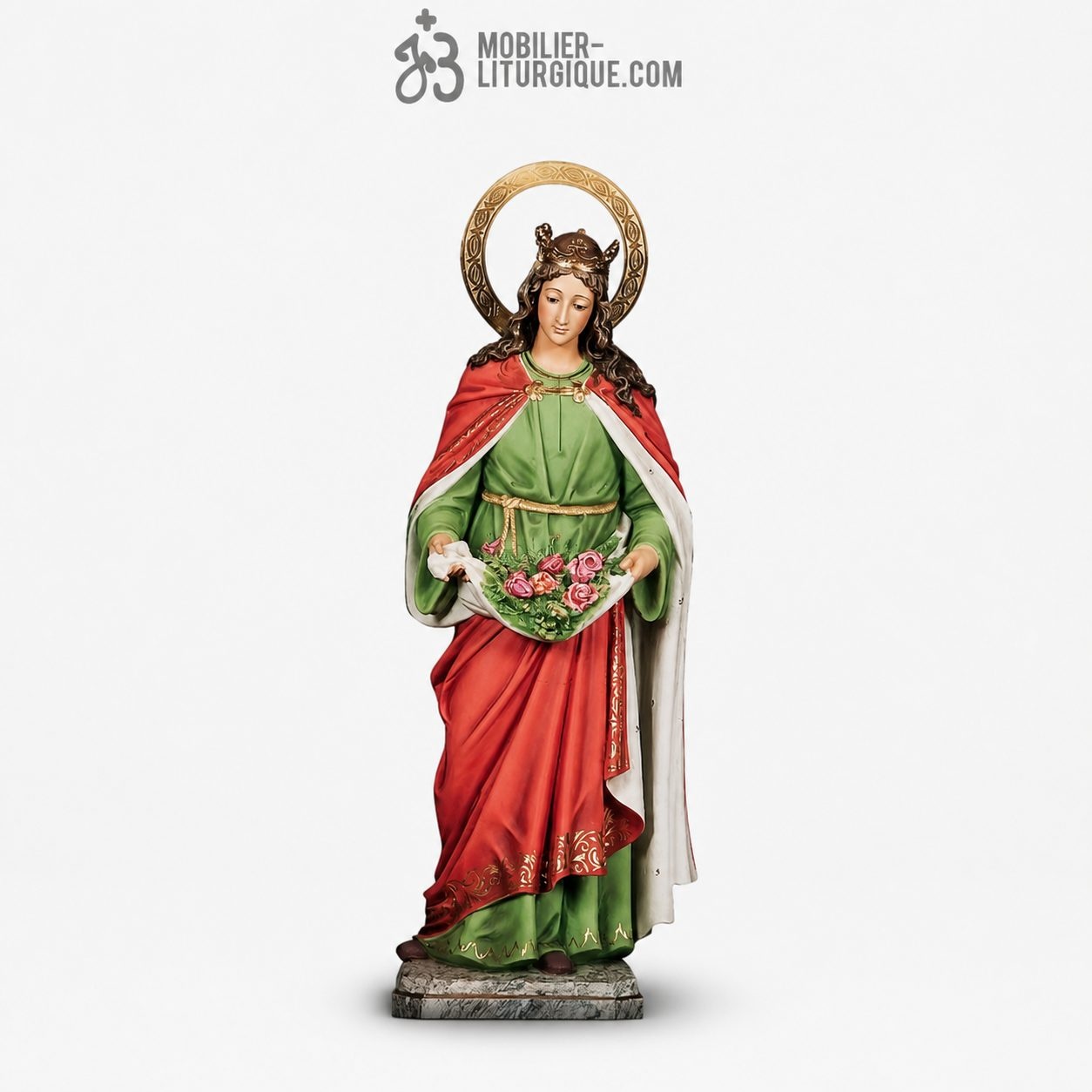 Statue Sainte Isabelle Polychrome Antique