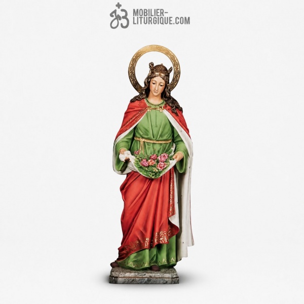 Statue Sainte Isabelle Polychrome Antique