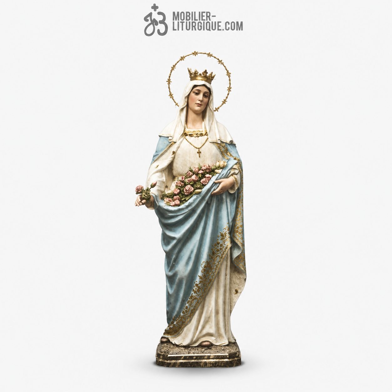 Statue Sainte Isabelle Polychrome Antique